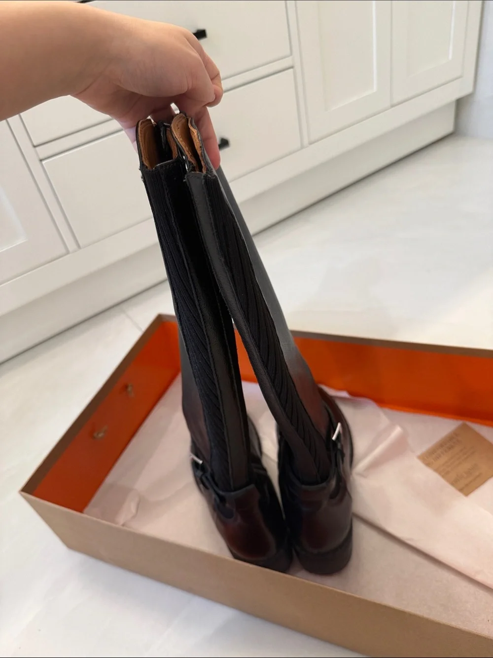 gentle souls Black Leather Mid-Calf Riding Boots